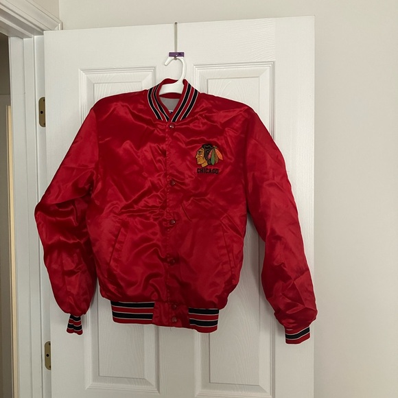 Vintage NHL Chicago Blackhawks Swingster Satin Jacket S USA Made W/Hat/Cap - Picture 2 of 10